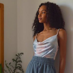 NWT UO Out From Under Drapey Cowl Neck Velvet Bodysuit